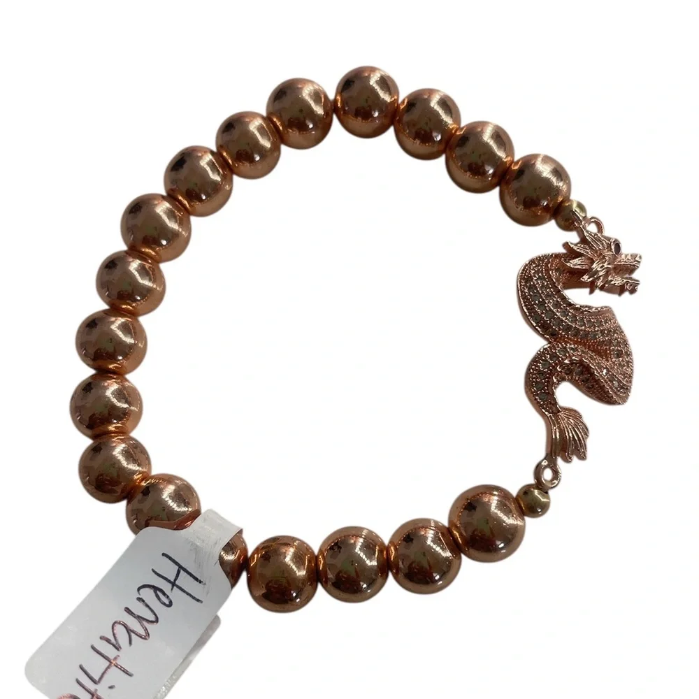 Rose Gold Hematite, Dragon,Stretch, Bracelet - Picture 6 of 6